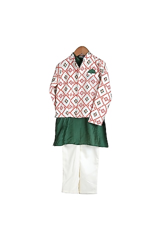 Emerald Kurta Set With Nehru Jacket For Boys by Mi Dulce An'ya