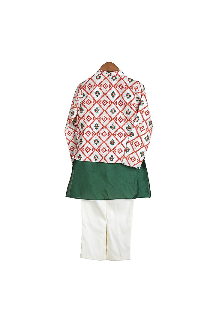 Emerald Kurta Set With Nehru Jacket For Boys by Mi Dulce An'ya at Pernia's Pop Up Shop