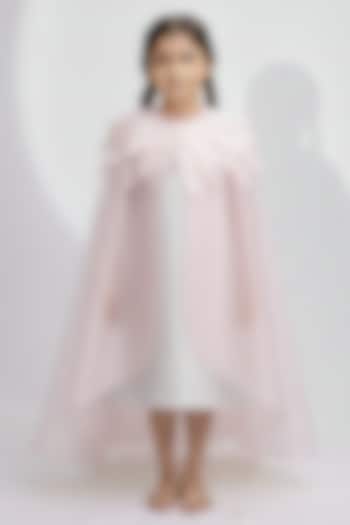 Pink Ahimsa Silk Embroidered Dress For Girls by Mi Dulce An'ya at Pernia's Pop Up Shop