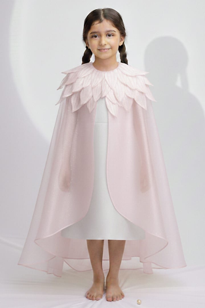 Pink Ahimsa Silk Embroidered Dress For Girls by Mi Dulce An'ya at Pernia's Pop Up Shop