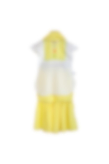 White & Yellow Embroidered Sharara Set For Girls by Mi Dulce An'Ya