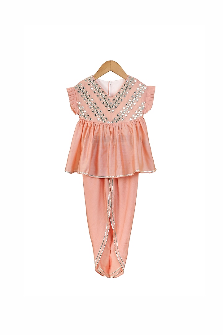 Blush Organic Cotton Dhoti Set For Girls by Mi Dulce An'ya at Pernia's Pop Up Shop