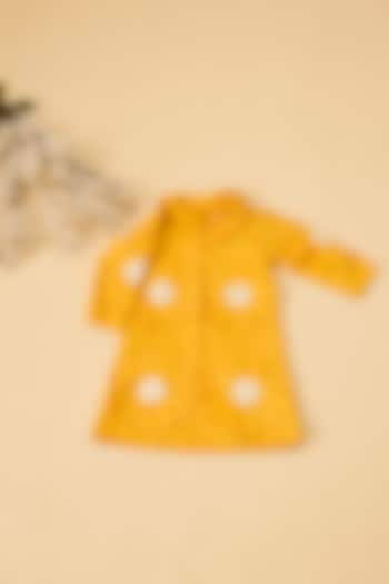 Yellow Organic Cotton Floral Embroidered Shirt Dress For Girls by Mi Dulce An'ya at Pernia's Pop Up Shop