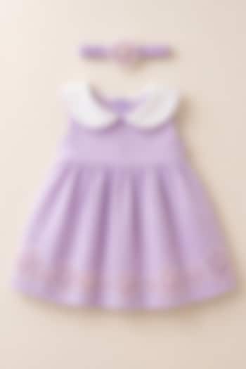 Lilac Handwoven Chanderi Sequins Embellished Dress For Girls by Mi Dulce An'ya at Pernia's Pop Up Shop