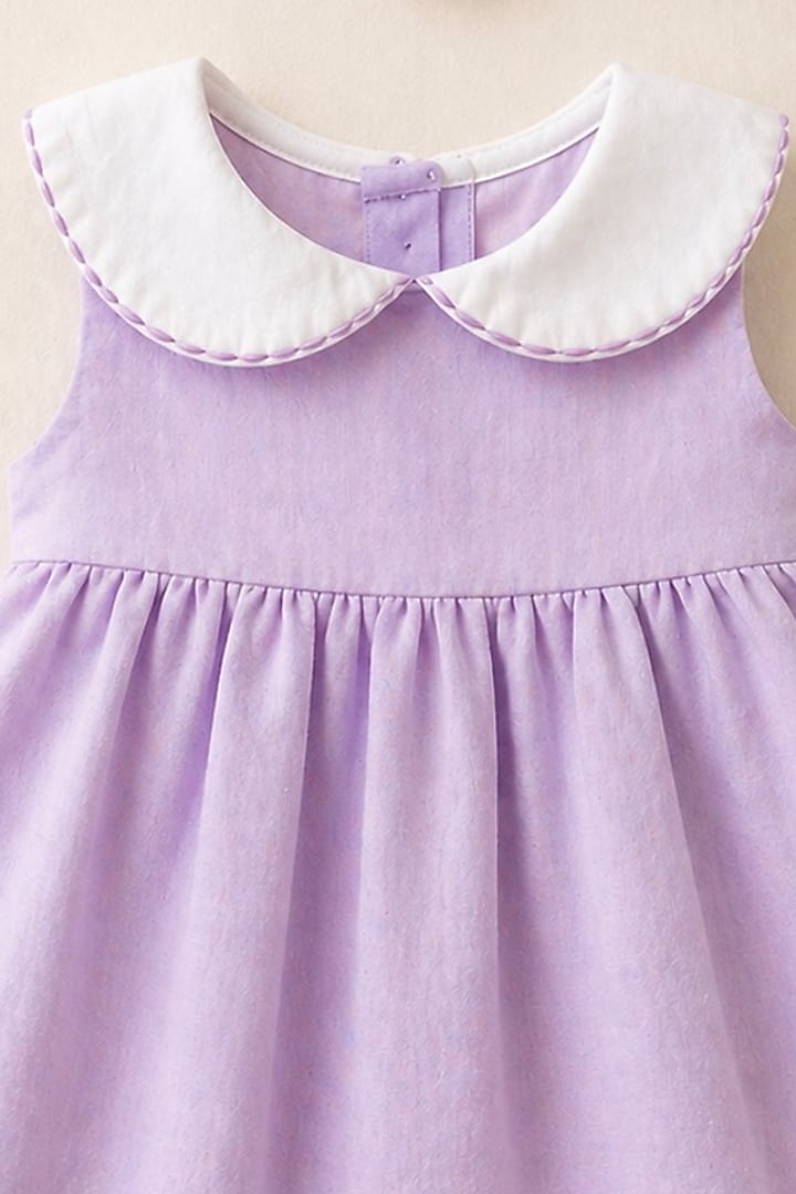Lilac Handwoven Chanderi Sequins Embellished Dress For Girls by Mi Dulce An'ya at Pernia's Pop Up Shop