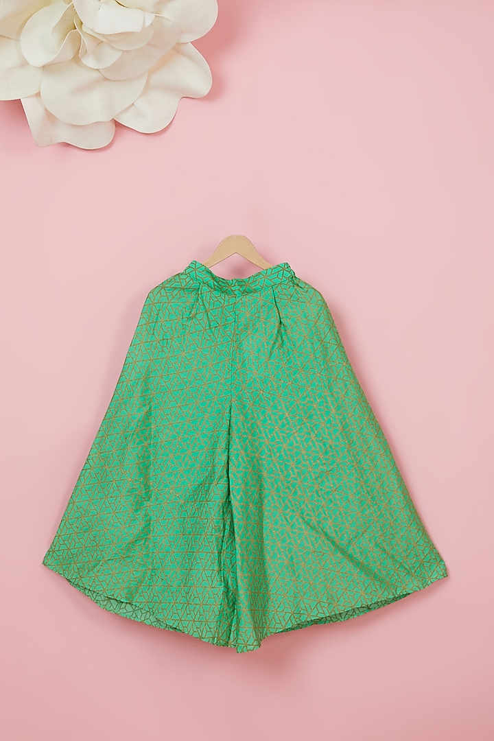 Emerald Green Organic Cotton Printed Palazzo Pant Set For Girls by Mi Dulce An'ya at Pernia's Pop Up Shop