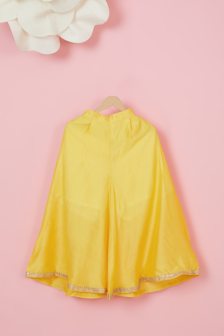 Yellow Organic Cotton Embellished Kurta Set For Girls by Mi Dulce An'ya at Pernia's Pop Up Shop