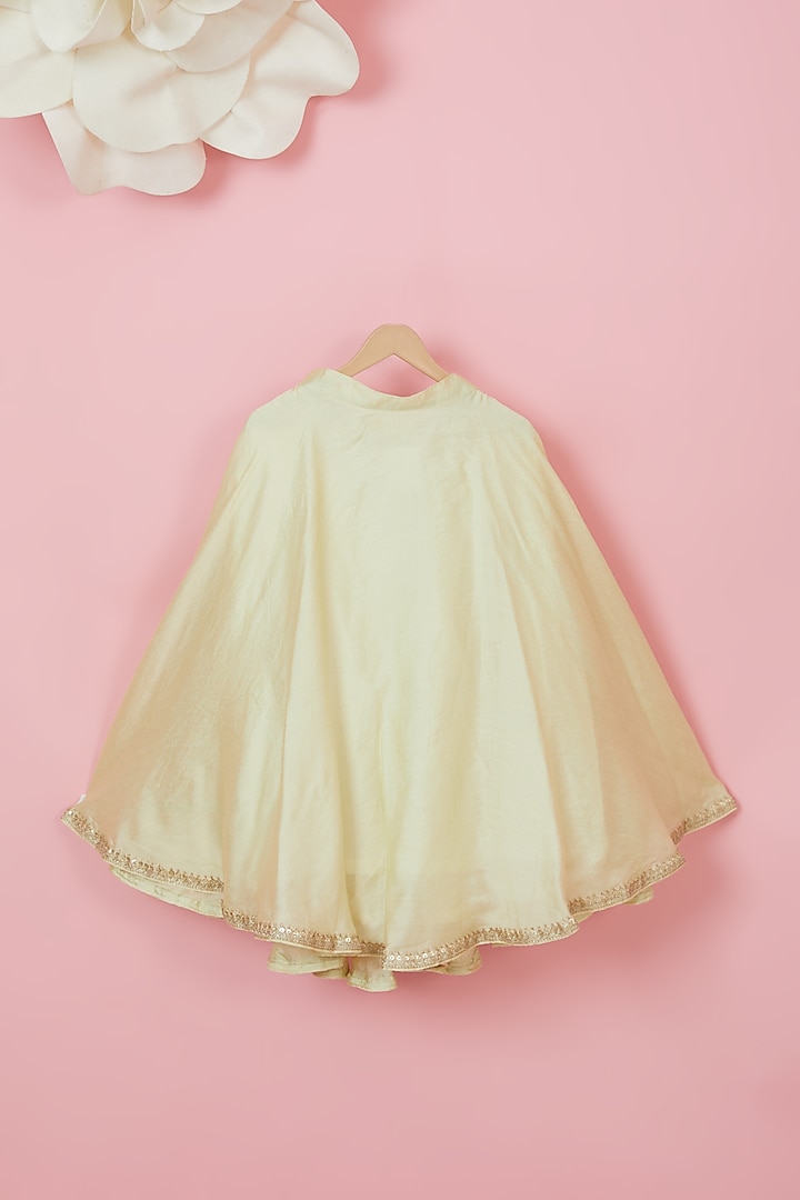 Mint Green Organic Cotton Embellished Lehenga Set For Girls by Mi Dulce An'ya at Pernia's Pop Up Shop