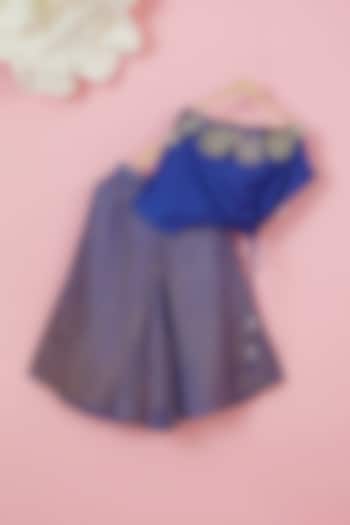 Cobalt Blue Organic Cotton Printed Palazzo Pant Set For Girls by Mi Dulce An'ya at Pernia's Pop Up Shop