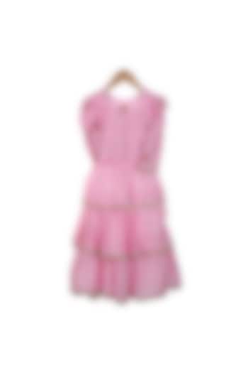 Pink Cotton & Chanderi Lehenga Set For Girls by Mi Dulce An'ya at Pernia's Pop Up Shop