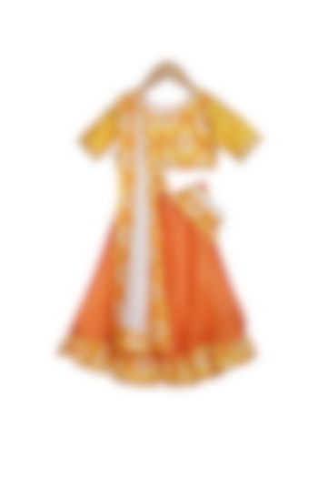 Saffron Embellished Lehenga Set For Girls by Mi Dulce An'ya at Pernia's Pop Up Shop