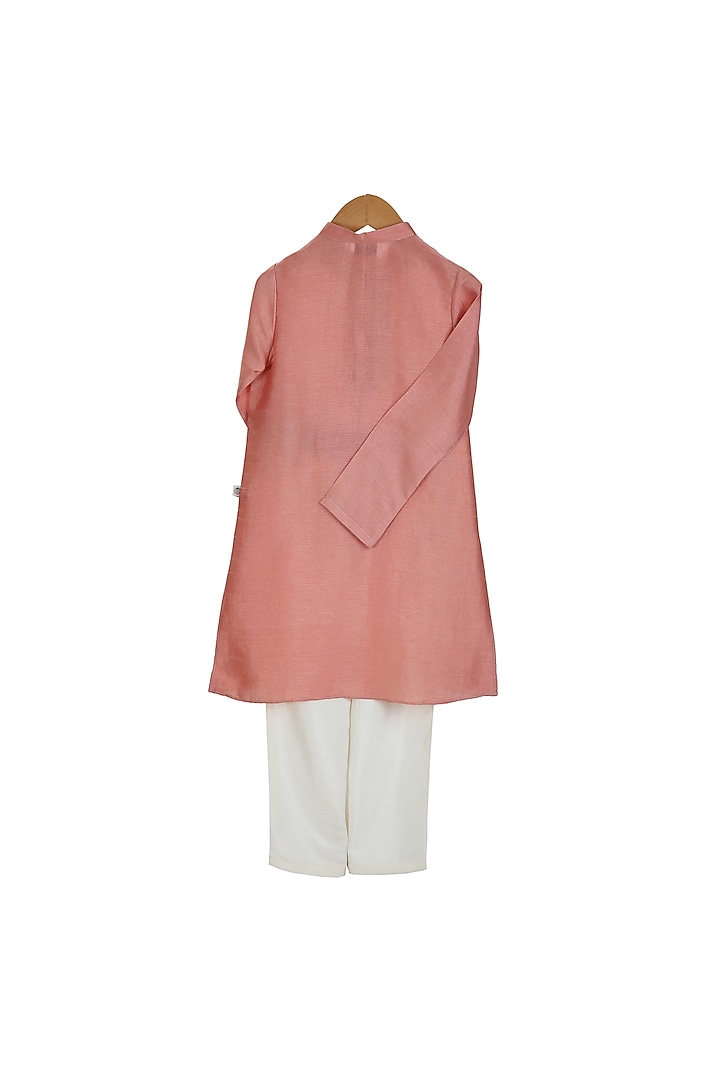 Blush Pink Embroidered Kurta Set For Boys by Mi Dulce An'ya at Pernia's Pop Up Shop
