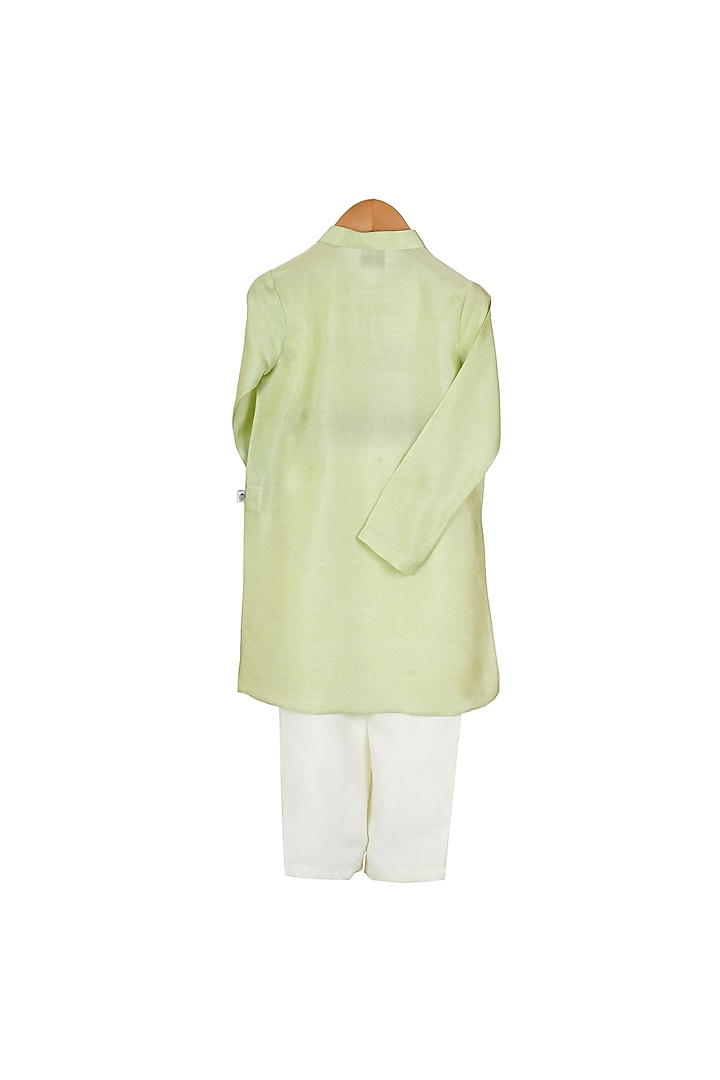 Mint Embroidered Kurta Set For Boys by Mi Dulce An'ya at Pernia's Pop Up Shop