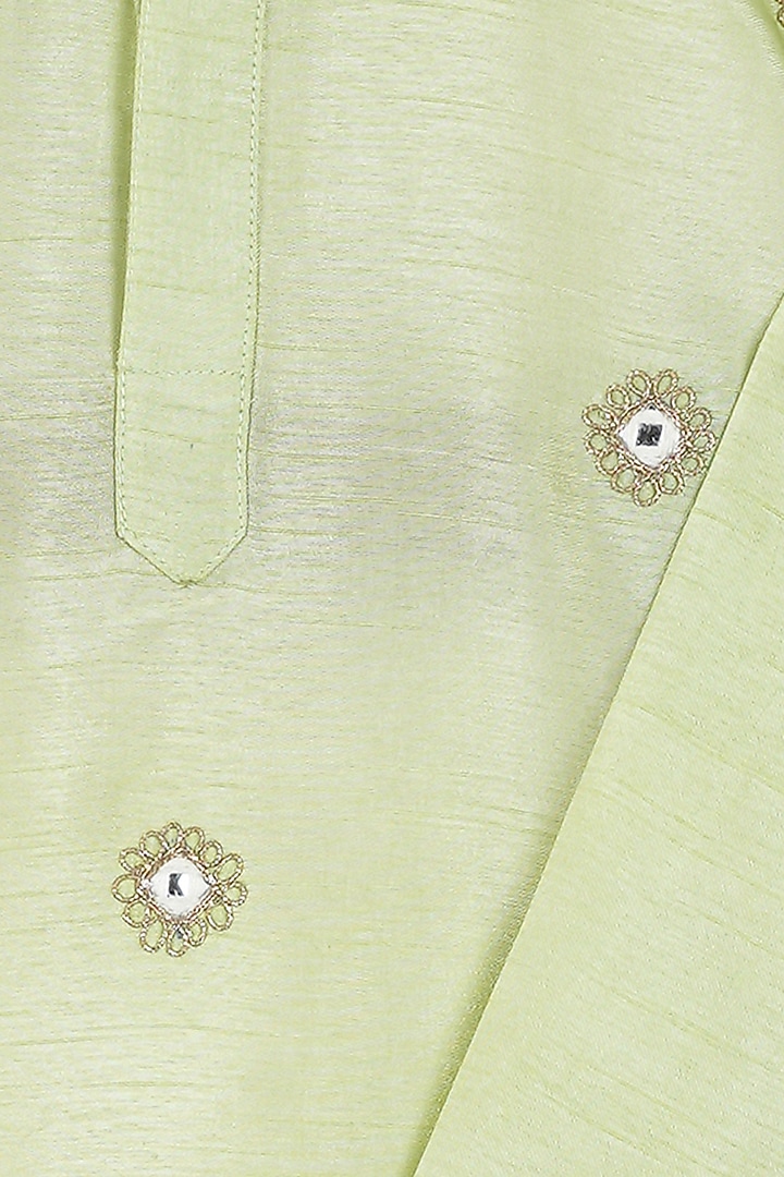 Mint Embroidered Kurta Set For Boys by Mi Dulce An'ya at Pernia's Pop Up Shop