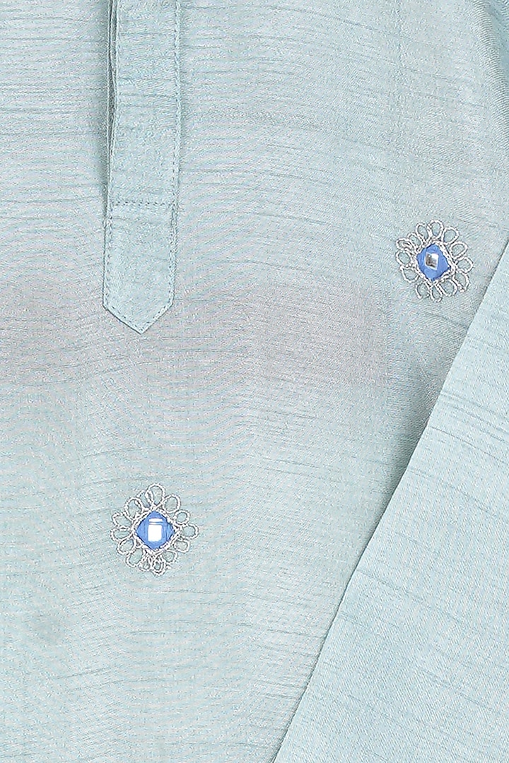 Sky Blue Embroidered Kurta Set For Boys by Mi Dulce An'ya at Pernia's Pop Up Shop