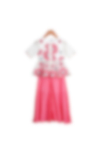 Fuchsia Cotton & Chanderi Palazzo Pant Set For Girls by Mi Dulce An'ya at Pernia's Pop Up Shop