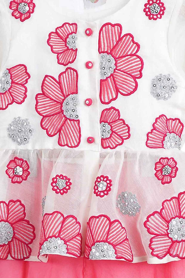Fuchsia Cotton & Chanderi Palazzo Pant Set For Girls by Mi Dulce An'ya at Pernia's Pop Up Shop