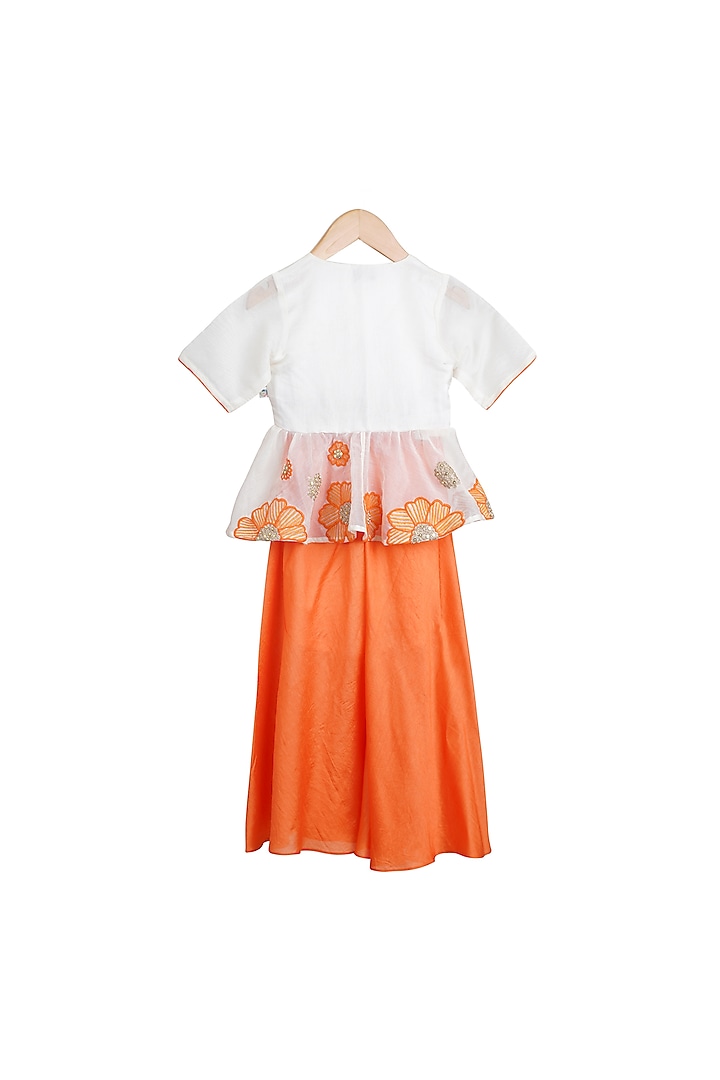 Apricot Chanderi & Cotton Palazzo Pant Set For Girls by Mi Dulce An'ya at Pernia's Pop Up Shop