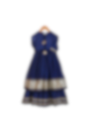 Indigo Embroidered Lehenga Set For Girls by Mi Dulce An'ya at Pernia's Pop Up Shop