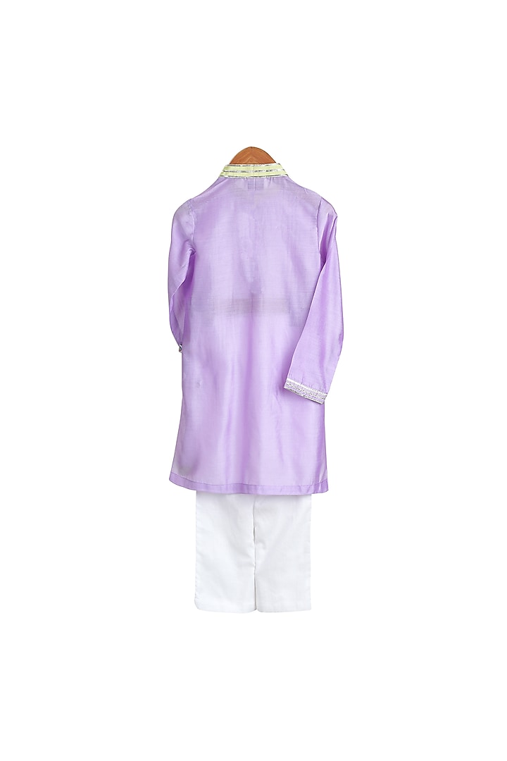 Lilac Embroidered Kurta Set For Boys by Mi Dulce An'ya at Pernia's Pop Up Shop