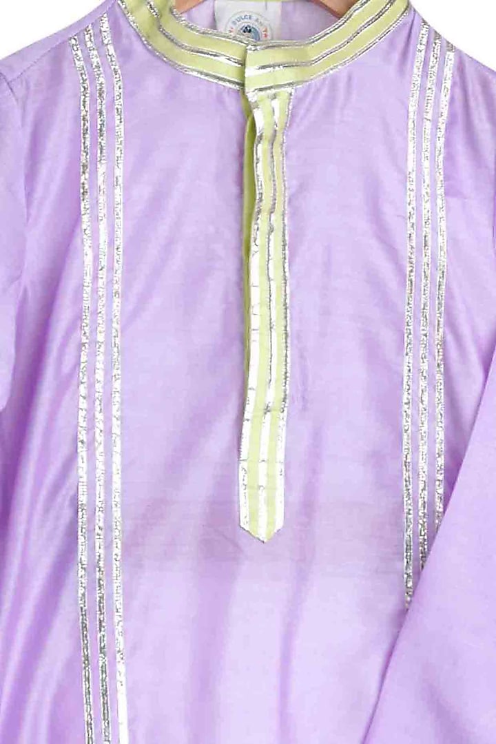 Lilac Embroidered Kurta Set For Boys by Mi Dulce An'ya at Pernia's Pop Up Shop