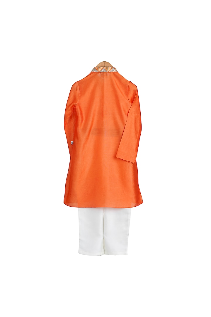 Apricot Embroidered Kurta Set For Boys by Mi Dulce An'ya at Pernia's Pop Up Shop