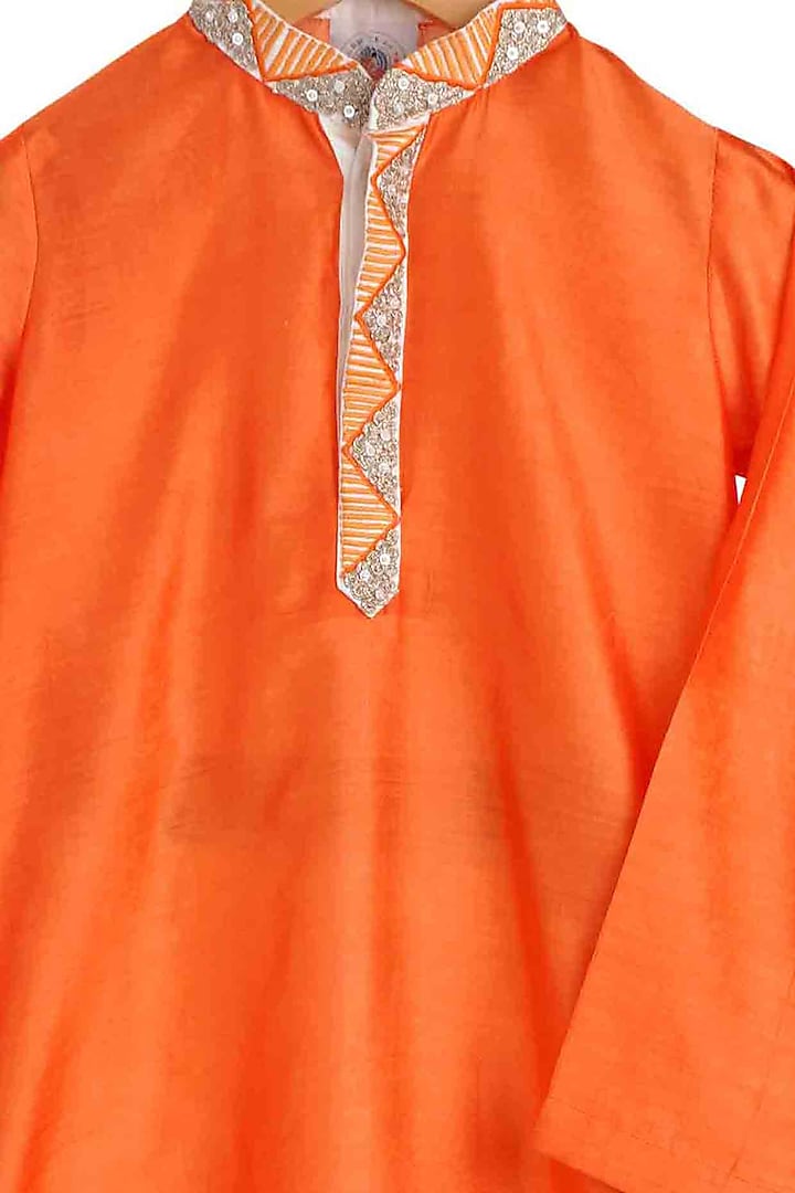 Apricot Embroidered Kurta Set For Boys by Mi Dulce An'ya at Pernia's Pop Up Shop