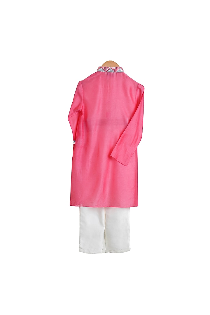 Fuchsia Embroidered Kurta Set For Boys by Mi Dulce An'ya at Pernia's Pop Up Shop
