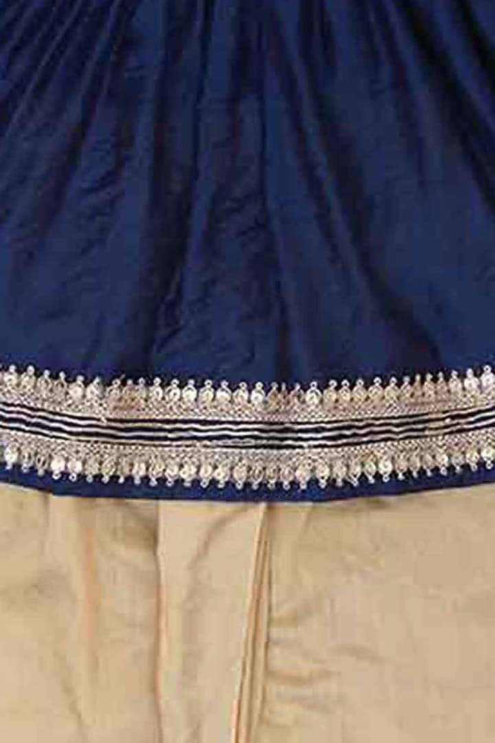Indigo Embroidered Angrakha Kurta Set For Boys by Mi Dulce An'ya at Pernia's Pop Up Shop