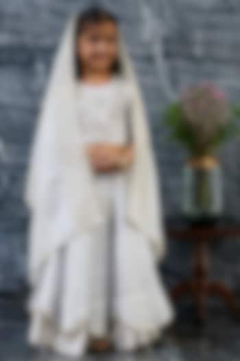 Silver Pure Tissue Lehenga Set For Girls by Mi Dulce An'ya at Pernia's Pop Up Shop