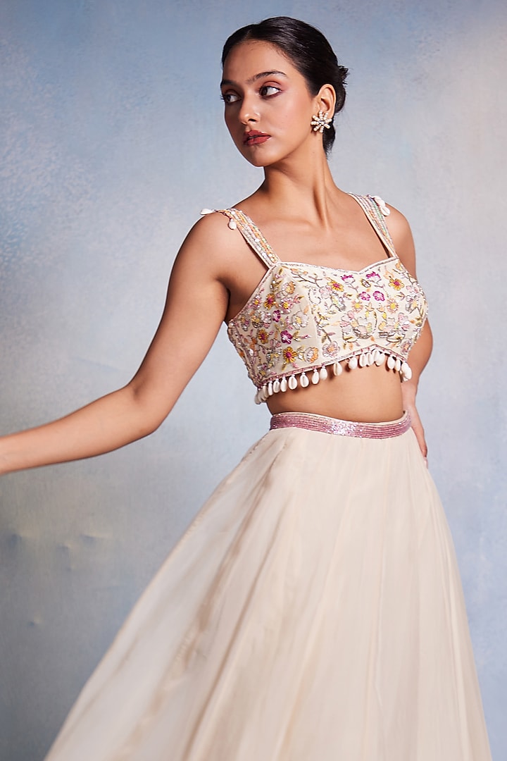 Off-White Organza Wedding Lehenga Set by Muditaa By Urmila at Pernia's Pop Up Shop