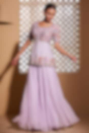 Lilac Organza Sharara Set by Muditaa By Urmila at Pernia's Pop Up Shop