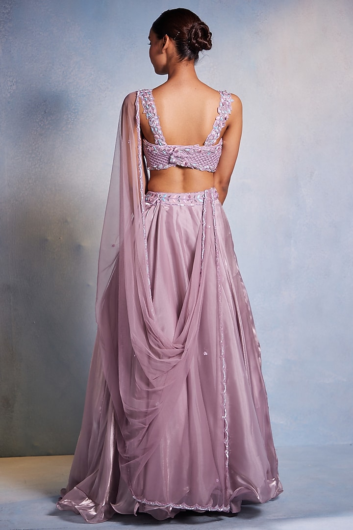 Lilac Italian Fabric Wedding Lehenga Set by Muditaa By Urmila at Pernia's Pop Up Shop