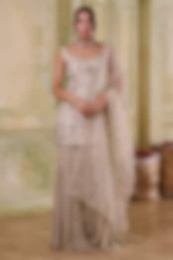 Sea Green Georgette Gharara Set by Muditaa By Urmila at Pernia's Pop Up Shop