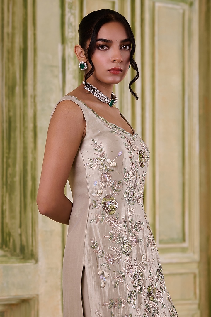 Sea Green Georgette Gharara Set by Muditaa By Urmila at Pernia's Pop Up Shop