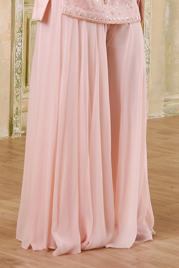 Blush Pink Georgette Wedding Sharara Set by Muditaa By Urmila at Pernia's Pop Up Shop