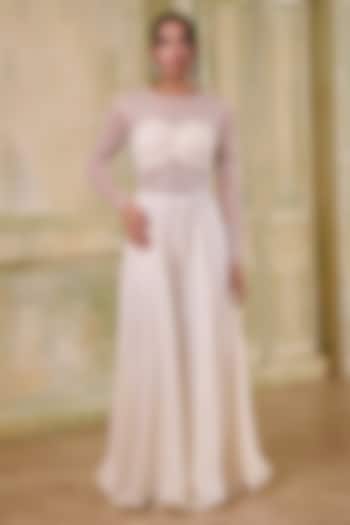 Off-White Organza Blended Jumpsuit by Muditaa By Urmila at Pernia's Pop Up Shop