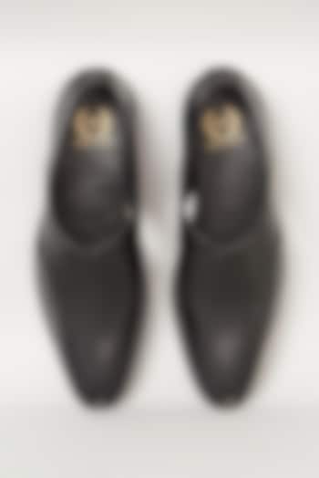 Black Synthetic Leather Handcrafted Peshawari Slip-Ons by Modello Domani