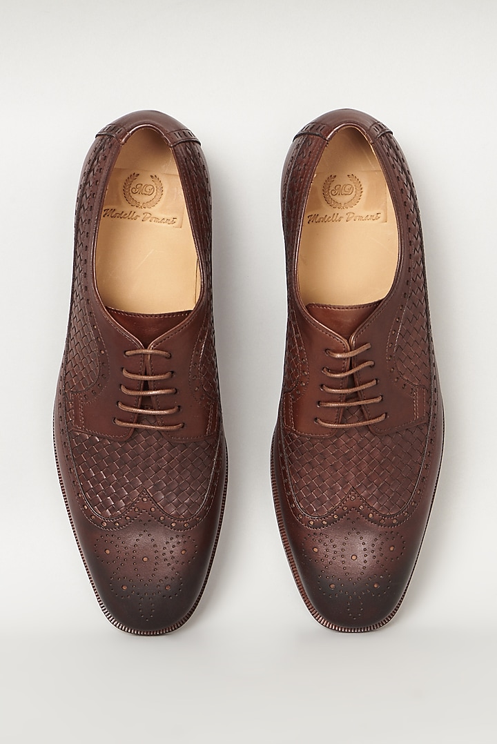 Brown Leather Handcrafted Oxford Shoes by Modello Domani