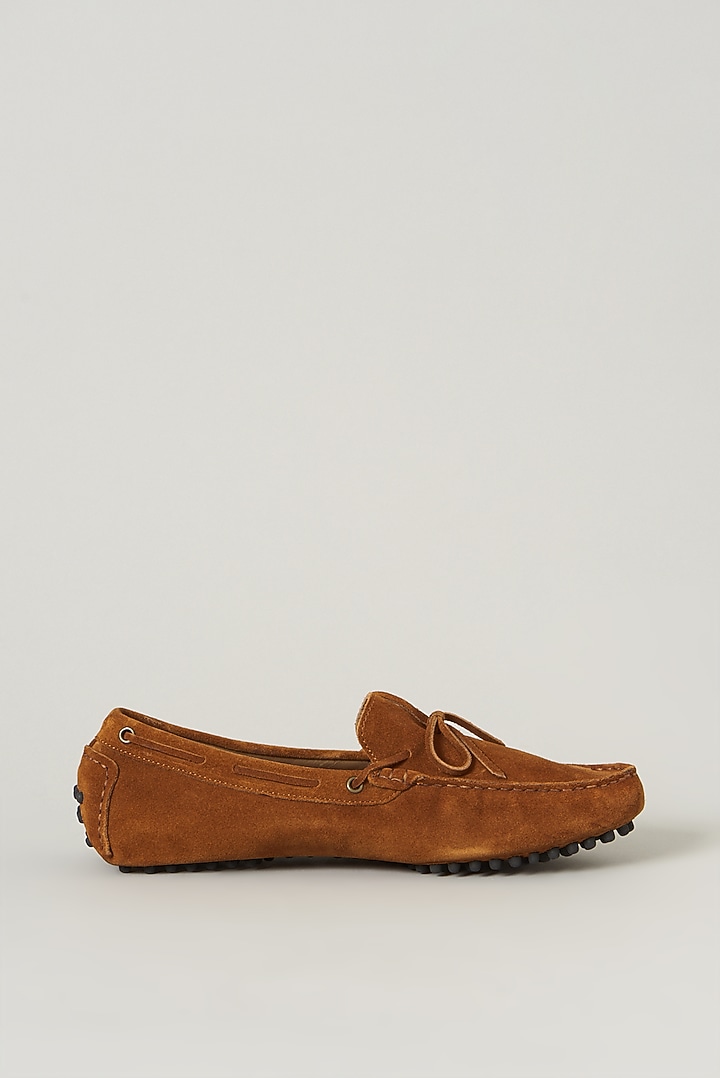 Orange Suede Leather Handcrafted Loafers by Modello Domani at Pernia's Pop Up Shop