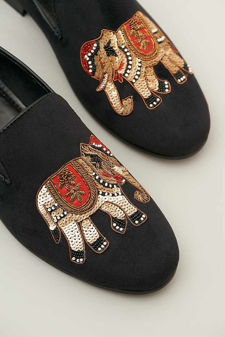 Multi-Colored Velvet Embroidered Handcrafted Slip-Ons by Modello Domani at Pernia's Pop Up Shop