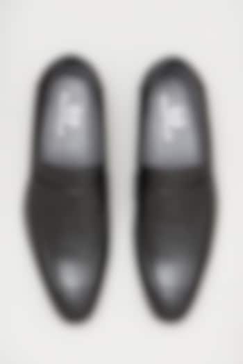 Black Vegan Leather Handcrafted Slip-Ons by Modello Domani