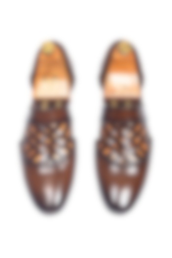 Tan Brown Leather Slip-On by Modello Domani at Pernia's Pop Up Shop