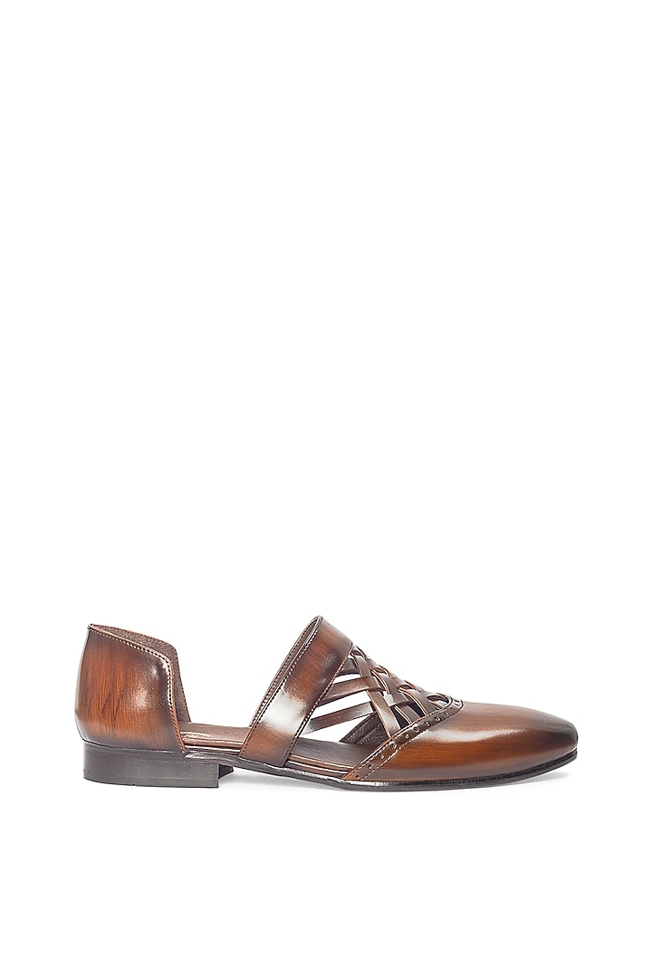 Tan Brown Leather Slip-On by Modello Domani at Pernia's Pop Up Shop