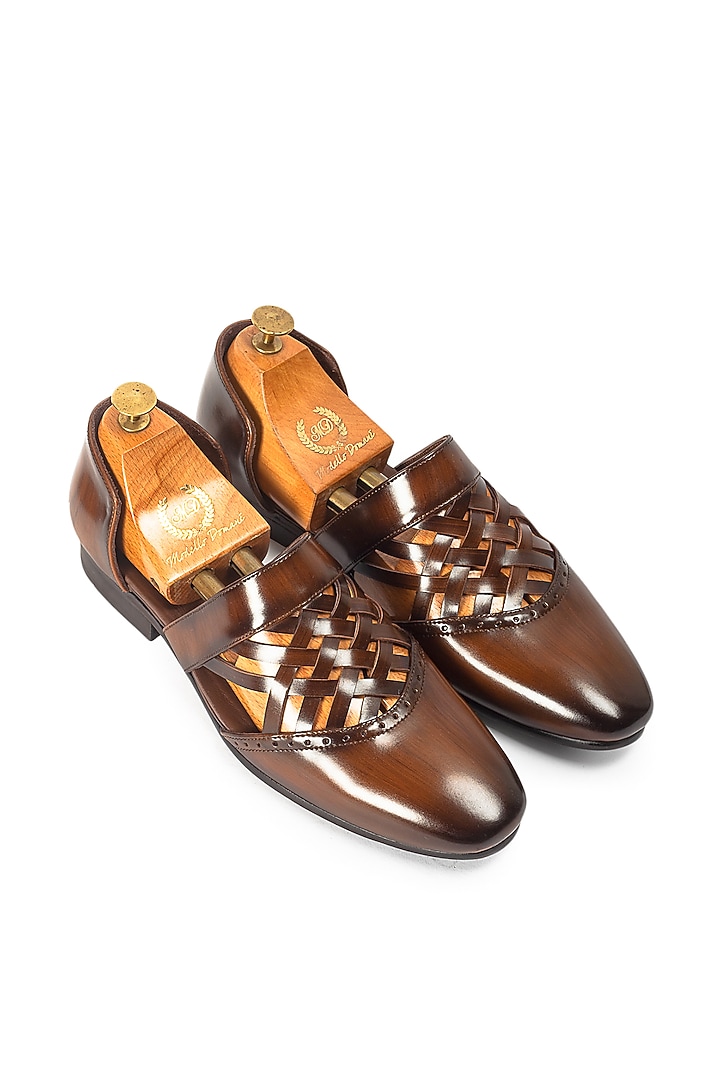 Tan Brown Leather Slip-On by Modello Domani at Pernia's Pop Up Shop