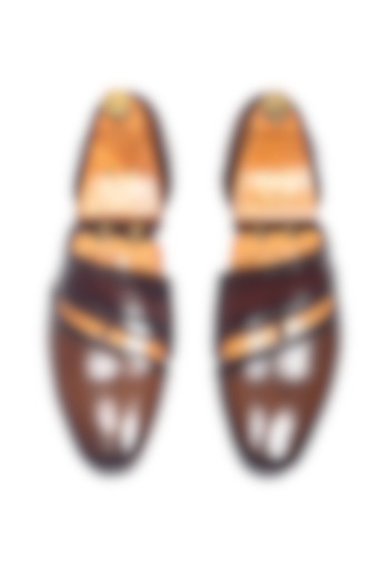 Tan Brown Leather Slip-On by Modello Domani at Pernia's Pop Up Shop