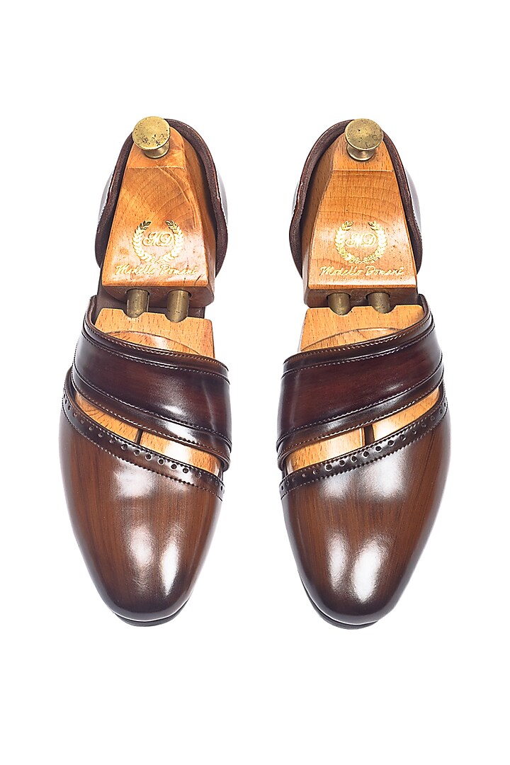 Tan Brown Leather Slip-On by Modello Domani at Pernia's Pop Up Shop