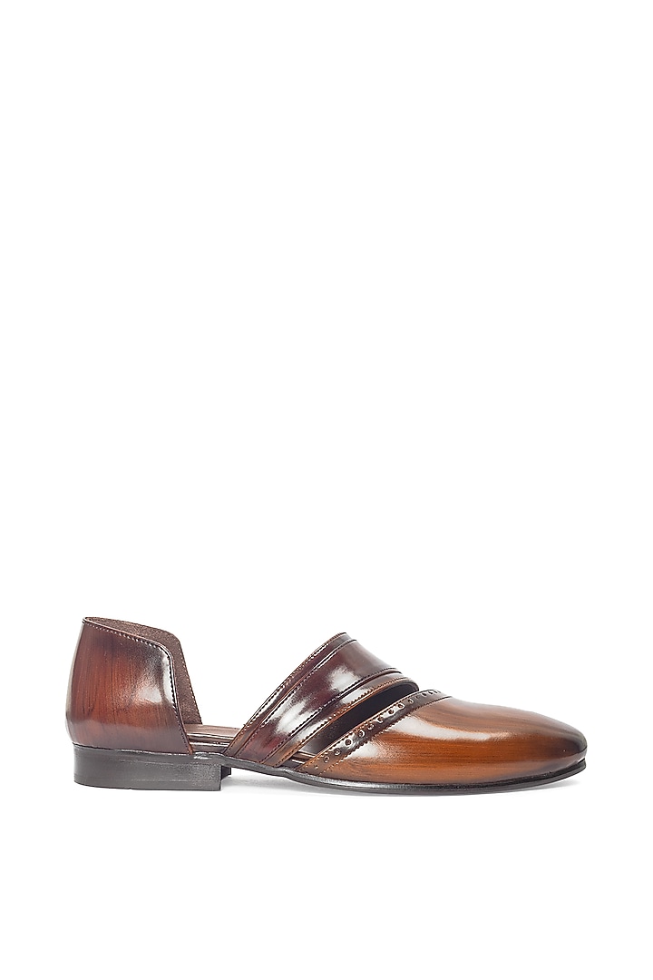 Tan Brown Leather Slip-On by Modello Domani at Pernia's Pop Up Shop