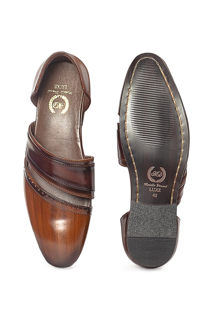 Tan Brown Leather Slip-On by Modello Domani at Pernia's Pop Up Shop
