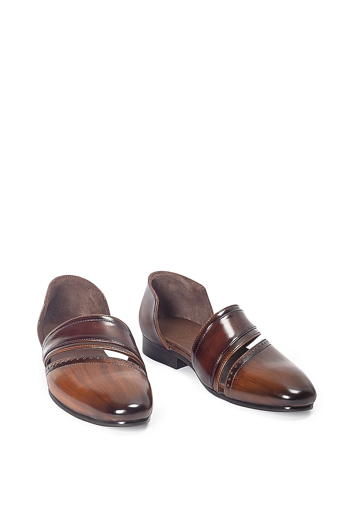 Tan Brown Leather Slip-On by Modello Domani at Pernia's Pop Up Shop